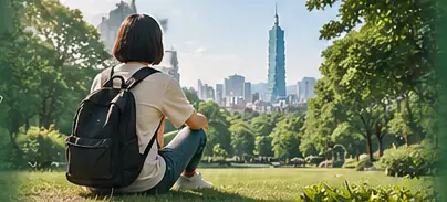 學生在草地上的 AI 生活情境圖
